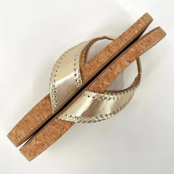 JACK ROGERS Shoes Womens 9.5 Gold Cork Thelma Comfort Flip Flop Sandal Thong - Picture 7 of 9